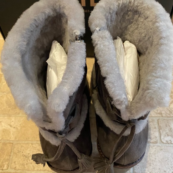 FRYE Jen Suede Shearling Boots, Smoke, Like New Condition - Picture 5 of 6